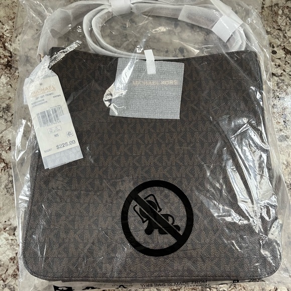 Michael Kors Large Jet Set Brown Tan Crossbody Bag Purse